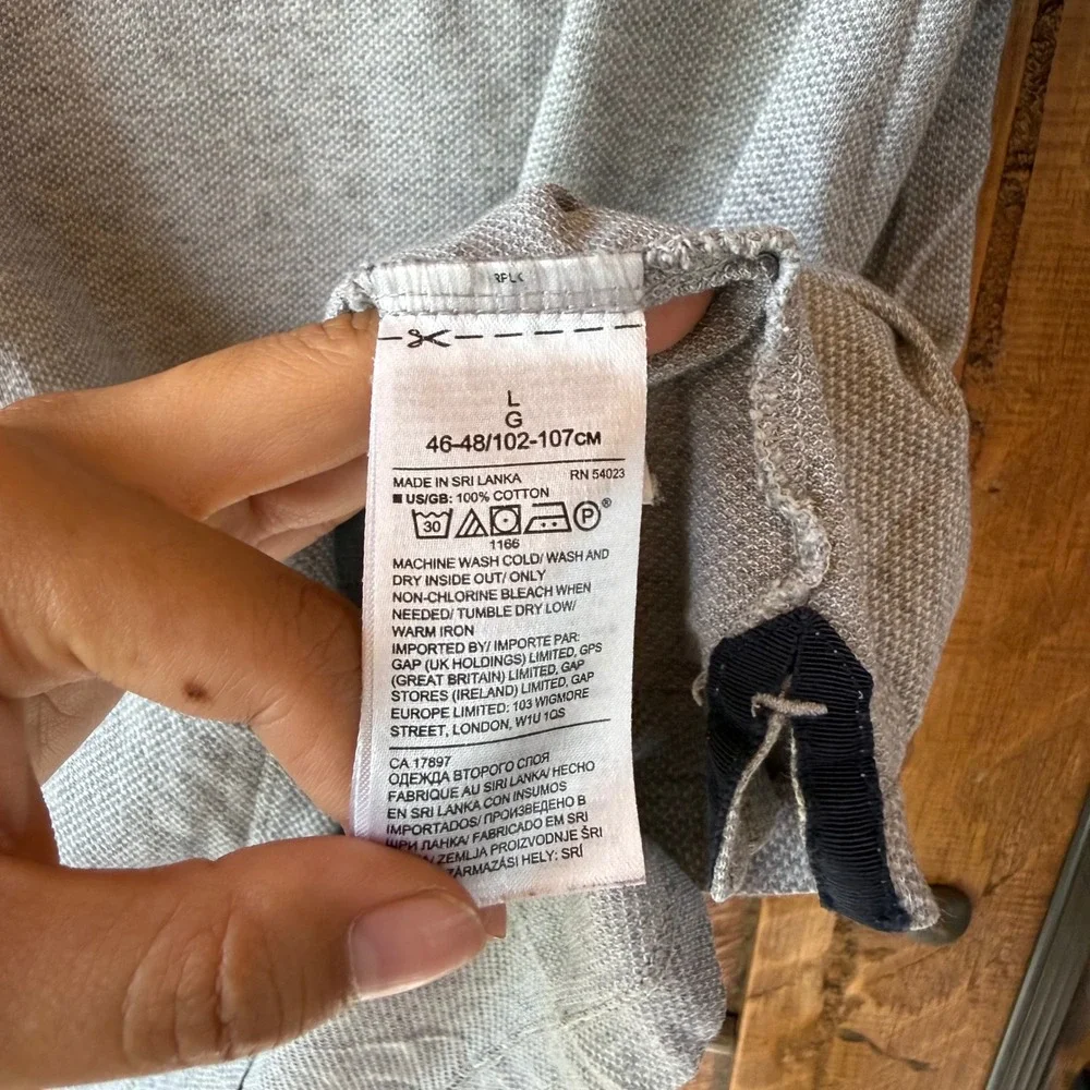 Banana Republic Polo Shirt Mens Large Gray Cotton Luxury Touch Pique S/S Top